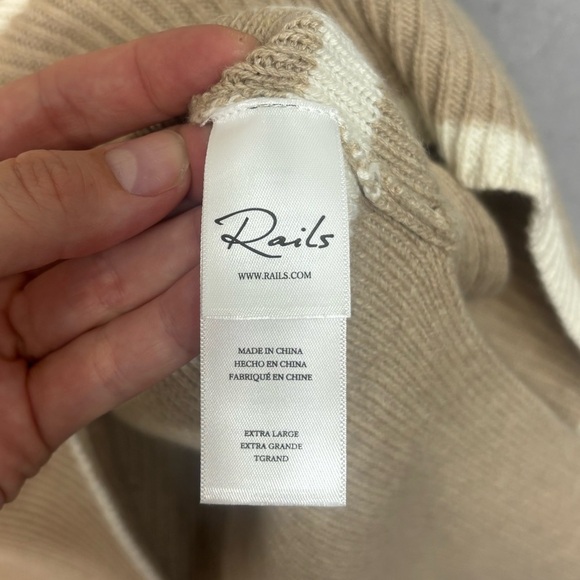 Rails Womens Tessa Beige 1/4 Zip Striped Ribbed Pullover Sweater Top NEW XL - Picture 9 of 12